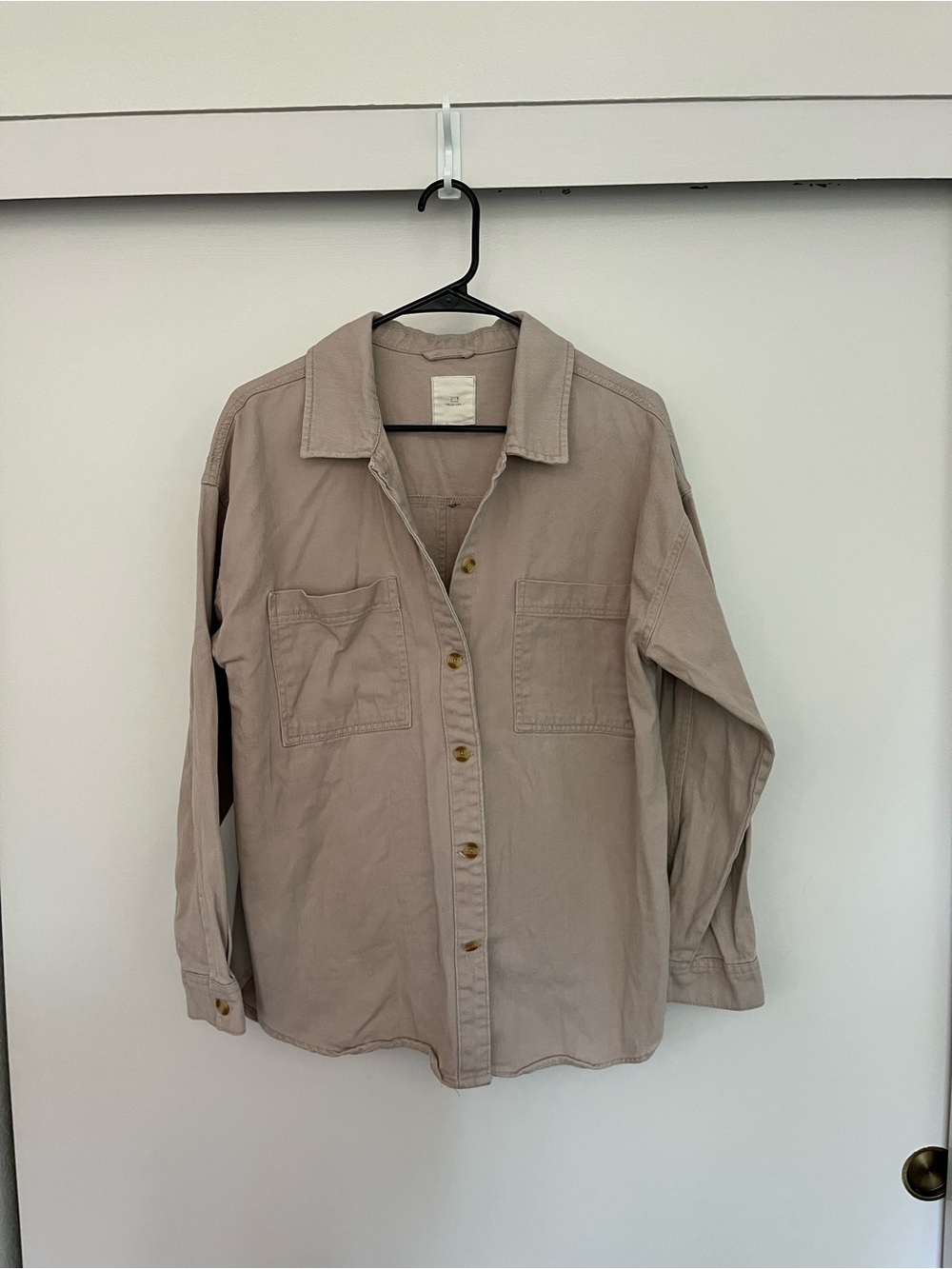 Women’s Long-Sleeve Taupe/Pinkish Button-Down shirt